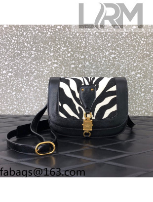 Valentino Vlogo Zebra-Fur Accordion Shoulder Bag 0039 Black/White 2021