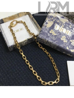 Dior Vintage CD Metal Necklace Aged Gold 2020