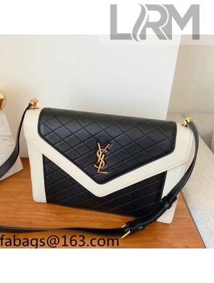 Saint Laurent Gaby Satchel Bag in Vintage Lambskin 668863 Black/White 2021