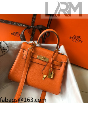 Hermes Kelly Mini Bag 20cm in Togo Calfskin Sunset Orange 2021