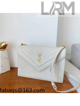 Saint Laurent Gaby Satchel Bag in Vintage Lambskin 668863 White/Gold 2021