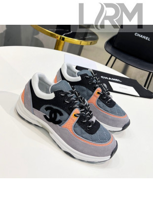 Chanel Suede & Mesh Sneakers G38299 Gray/Orange 2021 111725