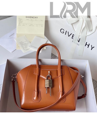 Givenchy Mini Antigona Lock Bag in Box Leather Brown 2022