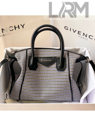 Givenchy Small Antigona Soft Bag in White/Blue Fabric and Black Leather 2022