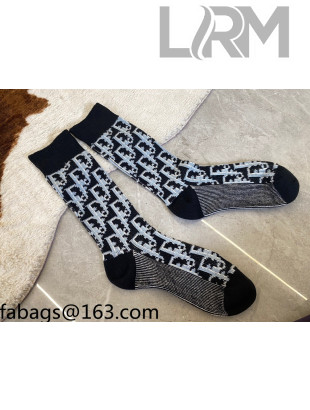 Dior Oblique Short Socks Black 2021  