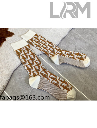 Dior Oblique Short Socks Brown 2021  