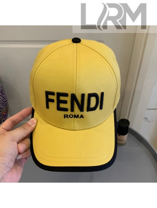 Fendi Embroidered Baseball Hat Black/Yellow 2021
