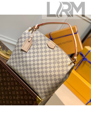 Louis Vuitton Graceful PM Hobo Bag in Damier Azur Canvas N42249 White 2022