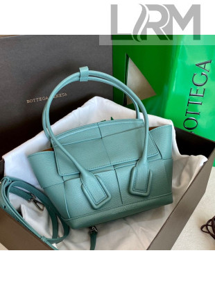 Bottega Veneta Arco Mini Bag in Grained Maxi Woven Calfskin Light Blue 2020