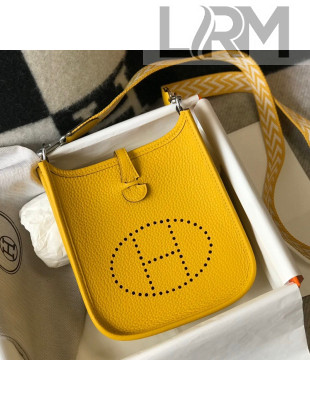 Hermes Evelyne Mini Bag 18cm in Togo Calfskin Amber Yellow 2021