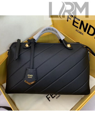 Fendi Diagonal Leather By The Way Regular Boston Bag Black 2019