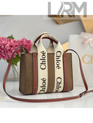Chloe Small Woody Felt Tote Bag with Strap Light Brown 2022