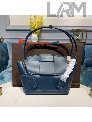 Bottega Veneta Arco Small Bag in Smooth Maxi Woven Calfskin Navy Blue 2020