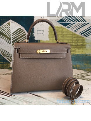Hermes Kelly 25/28/32cm Bag in Original Epsom Leather Etoupe/Gold Hardware 2020(Half-Handmand) 