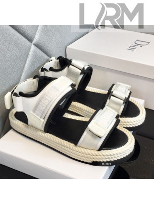 Dior D-Wander Fabric Flat Strap Sandals White 2021 01
