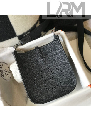 Hermes Evelyne Mini Bag 18cm in Togo Calfskin Black/Silver 2021