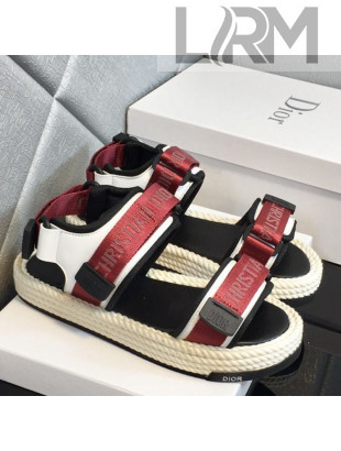 Dior D-Wander Fabric Flat Strap Sandals Red 2021 04