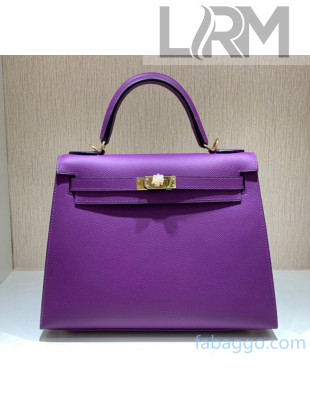 Hermes Kelly 25/28/32cm Bag in Original Epsom Leather Actiniaria Purple/Gold Hardware  2020  (Half-Handmand) 
