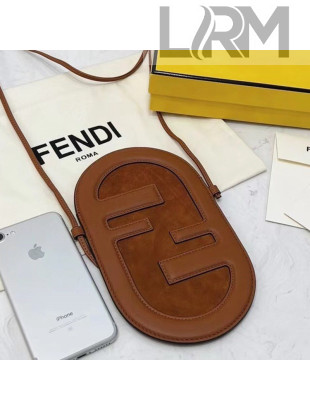 Fendi 12 Pro Phone Holder in Brown Leather and Suede 2021 8526