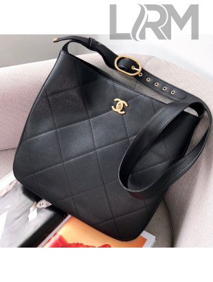 Chanel Maxi Hobo Bag in Calfskin AS2845 Black 2021 