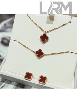 Van Cleef & Arpels Three Clovers Necklace/Bracelet/Earrings 201013A2 Red 2020