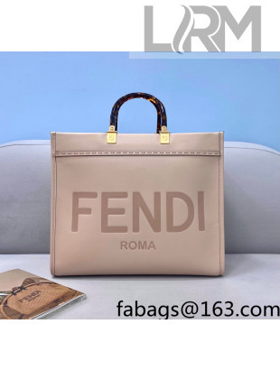 Fendi Sunshine Medium Shopper Tote Bag in Light Pink Leather 2021 8266