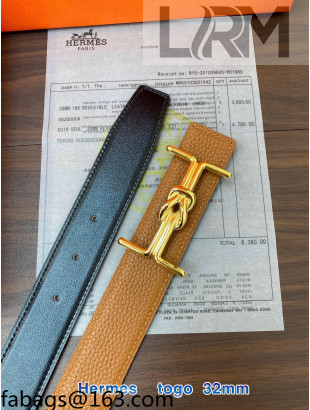 Hermes Epsom Reversible Leather Belt 3.2cm Brown 2021 10806