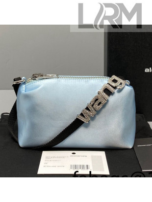 Alexander Wang Heiress Silk Mini Pouch Bag with Crystal Logo 3068 Blue 2021