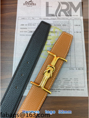 Hermes Epsom Reversible Leather Belt 3.2cm Brown 2021 10809