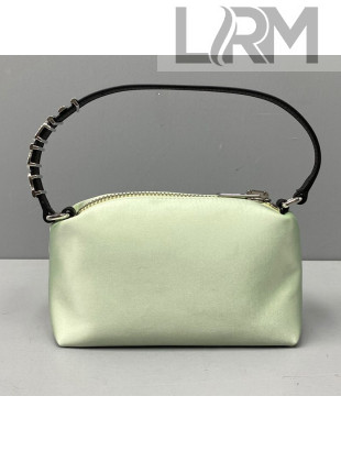 Alexander Wang Heiress Silk Mini Pouch Bag with Crystal Logo 3068 Green 2021
