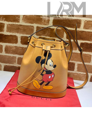 Gucci Leather Disney x Gucci Small Bucket Bag 602691 Yellow 2020