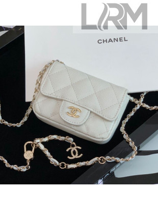 Chanel Quilted Grained Calfskin Classic Belt Bag AP1952 White 2020