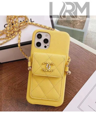 Chanel Leather Pouch iPhone Case Yellow 2021