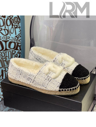 Chanel Tweed Wool Espadrilles White/Black 2021 112227