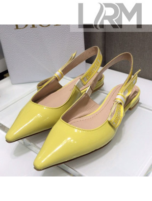 Dior J'Adior Slingback Ballerinas Flats in Yellow Patent Calfskin 2021