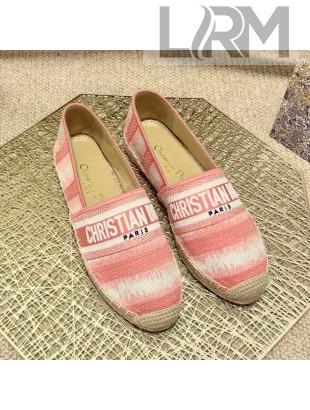 Dior Granville Espadrilles in Pink D-Stripes Embroidered Cotton 2021