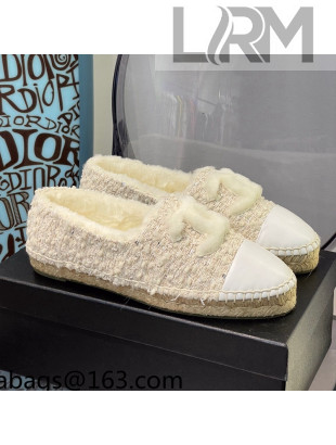 Chanel Tweed Wool Espadrilles Beige/White 2021 112230