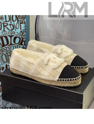 Chanel Tweed Wool Espadrilles Beige/Black 2021 112231