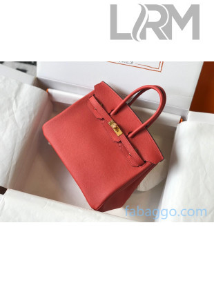 Hermes Birkin Bag 25cm in Epsom Calfskin Red/Gold (Half Handmade) 2021