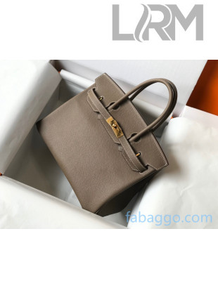 Hermes Birkin Bag 30cm in Epsom Calfskin Elephant Grey/Gold (Half Handmade) 2021