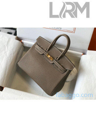 Hermes Birkin Bag 25cm in Epsom Calfskin Elephant Grey/Gold (Half Handmade) 2021
