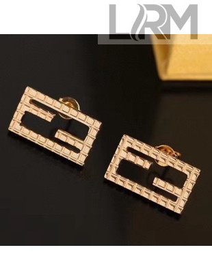 Fendi Baguette FF Stud Earrings Gold 2020