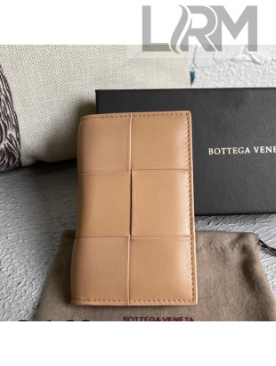 Bottega Veneta Intreccio Leather Bi-Fold Card Case Wallet 30302 Almond Beige 2021