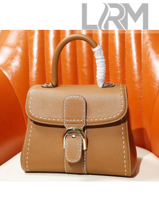 Delvaux Brillant Mini Top Handle Bag in Rodéo Grained Calf Leather Caramel 2020