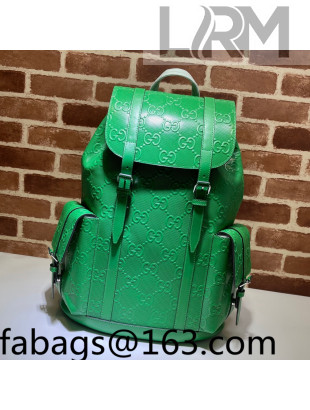 Gucci Perforated Leather GG Embossed Backpack 625770 Green 2021
