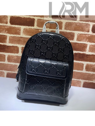 Gucci GG Embossed Perforated Leather Backpack 658579 Black 2021