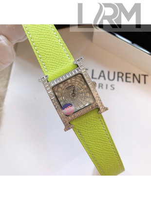 Hermes H-Our Crystal Watch 26cm Neon Green 2021 03