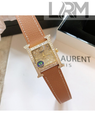 Hermes H-Our Crystal Watch 26cm Brown 2021 09