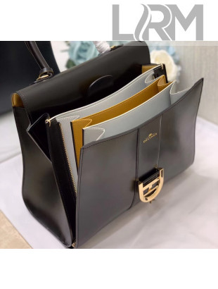 Delvaux Brillant MM Mirage Top Handle Bag in Box Calf Leather With Multicolor Inside Black/Yellow 2020