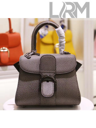 Delvaux Brillant Mini Metal Glam Top Handle Bag With Stitches in Grained Calf Leather Grey 2020